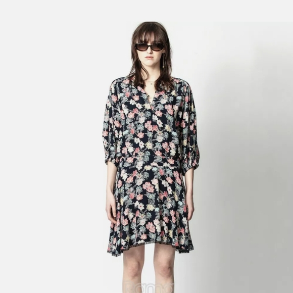 Zadig & Voltaire‎ Raspali Print Flower Dress Large - Picture 1 of 6